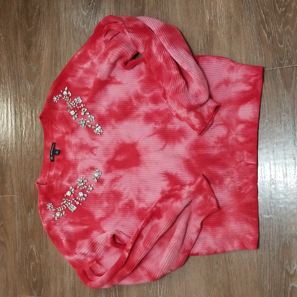 (XL) INC International Concepts Tie Dye Rhinestone Embellished 100% Cotton Knit